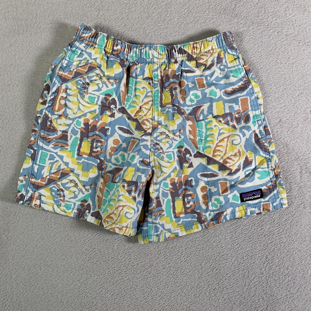 Patagonia Baggies Shorts Kids Small Multicolor Tropical Swim Trunks Lined Cotton